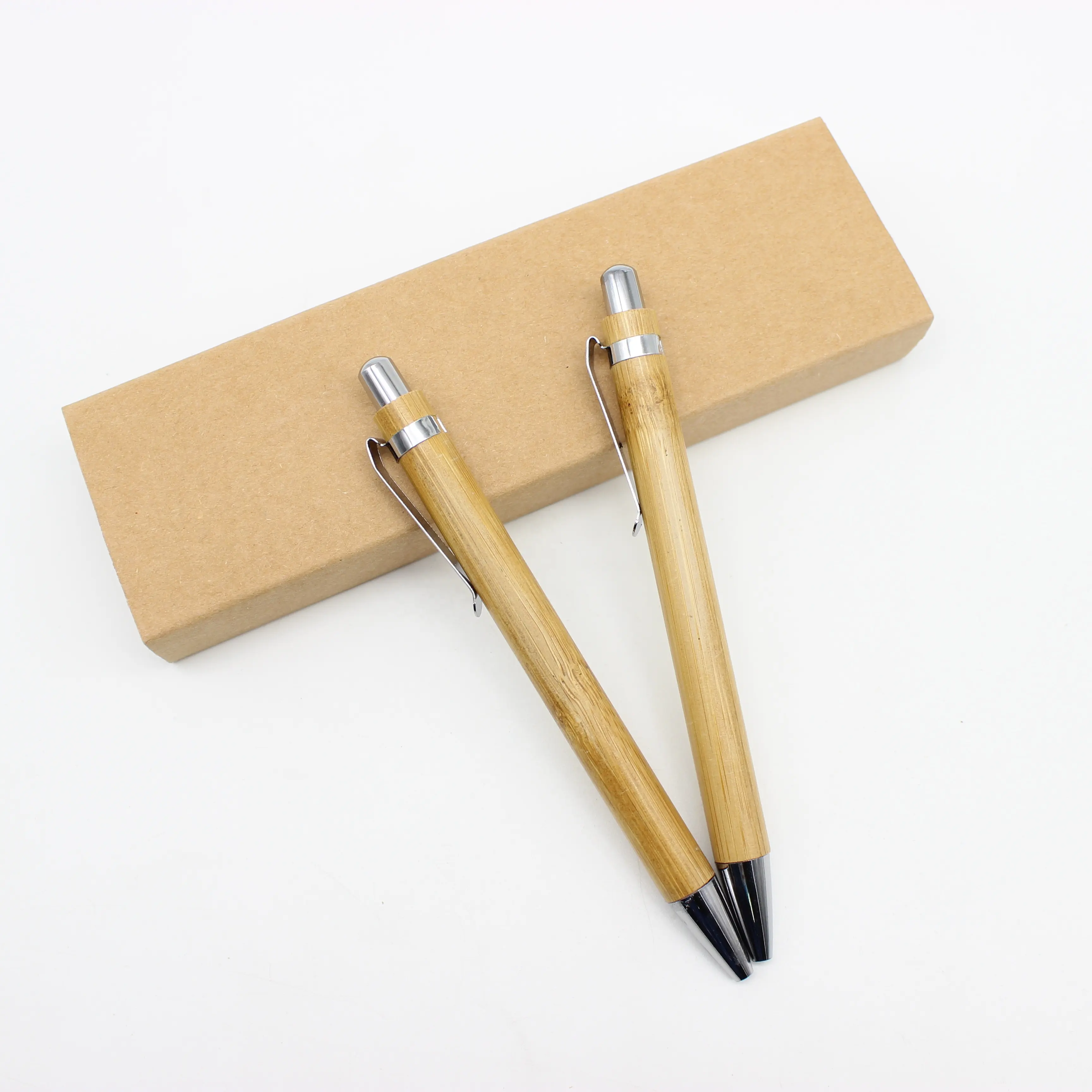 Bolígrafo de madera con logotipo ecológico personalizado, set de bolígrafos de bambú con estuche de regalo