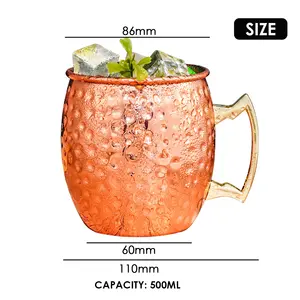 Wholesale Mini Stainless Steel Engraved Brass Plated Wine Wedding Party Beer Cocktail Hammered Cup Moscow Mule Copper Mug