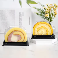 Boîte d'emballage transparente en PET de qualité alimentaire pour gâteau roulé, boîte à gâteau jetable pour pâtisserie, conteneur transparent en plastique pour tranches de gâteau