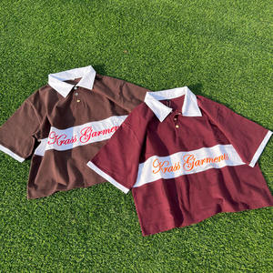 Camiseta informal de retazos de camiseta Polo de alta calidad, camiseta recortada cuadrada bordada personalizada - Product Image 1