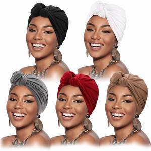 Knot Wrap African Jersey Turban Stretch Head Scarf Long Headwrap Soft Beanie Cap for Black Women Sports & Beach Promotion Gift - Product Image 1