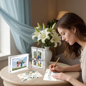 Marco de Fotos Magnético Personalizado Transparente <span class=keywords><strong>para</strong></span> Acrílico, Impresión UV, Doble Cara, Imán Fuerte, Portafotos de Escritorio, Recuerdo, Regalo - Product Image 5