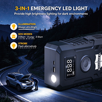 SHARMEAL Démarreur de Batterie de Voiture Portable 12V, Démarreur d'Urgence 6000mAh, Power Bank avec Pompe à Air et Cric