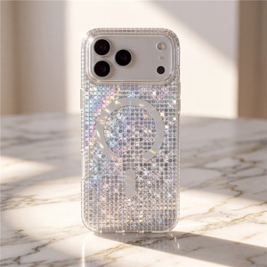 Coque de téléphone magnétique à grille scintillante IMD pour <span class=keywords><strong>iPhone</strong></span> 18 Pro Max, coques de téléphone personnalisées pour <span class=keywords><strong>iPhone</strong></span> 18 17 16 15 Pro Max - Product Image 2