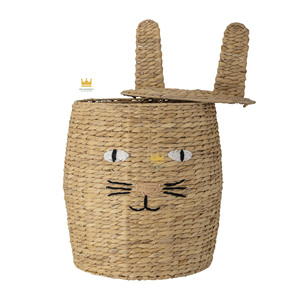 Adorable panier de rangement en jacinthe d'eau avec motif visage de chat pour chambre d'enfant, organiseur de jouets en provenance du Vietnam - Product Image 3