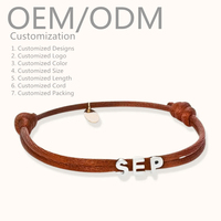 Bracelet en cordon de soie avec breloques en acier inoxydable plaqué or PVD, résistant au ternissement, personnalisable avec initiales, bijoux DIY