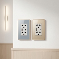 Prise US JoeySmart 16A AC avec ports USB-C et USB, en verre trempé, PD 20W, 120x72mm, verre et métal