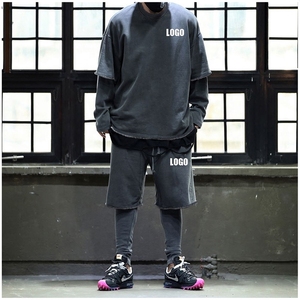 Conjunto de dos piezas con logotipo personalizado para <span class=keywords><strong>hombre</strong></span>, camiseta de manga corta, pantalones cortos, chándal de algodón y poliéster, superventas - Product Image 2