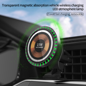 Produits chauds pour le <span class=keywords><strong>chargeur</strong></span> de voiture sans fil de protocole de vente en ligne avec la lumière de couleur téléphone magnétique de voiture de rotation de 360 degrés 2025 - Product Image 2