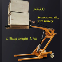 Camion à bras articulé électrique portable de 500kg de charge avec batterie Chariot élévateur à fourche de chargement de palettes Ascenseur surélevé hydraulique électrique