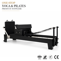 ZENJOY Reformer Pilates Commercial en Bois de Chêne de Haute Qualité, Finition Peinte en Noir, pour Entraînement de Renforcement Musculaire et de Force du Core en Studio