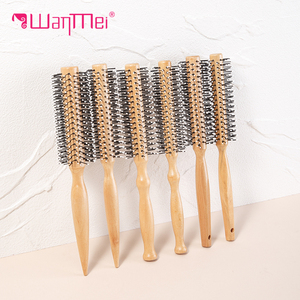 WANMEI Brand High-Temperature Resistant <strong>Hair</strong> <strong>Styling</strong> Lotus Wood Round <strong>Hair</strong> Brush <strong>Hair</strong> Curling Comb Straight Roller Comb Brush - Product Image 3