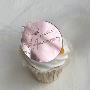 ตกแต่งเค้กอะคริลิคสีชมพูรูปดอกไม้พร้อมข้อความสุขสันต์วันแม่ สำหรับตกแต่งเค้กวันเกิดและวันครบรอบ - Product Image 2