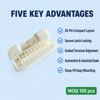 Conector Automotriz Lanshuo 2040487-1 1674646-1, 12V Hembra, 20 Pines, Corriente Nominal 3A, Carcasa PBT, -40~125, Rectangular, Calibre 22-20, 2.2mm