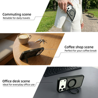 Coque de téléphone effet peau avec support rotatif pliable magnétique en TPU PC pour iPhone 18 ProMax