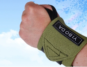 Muñequeras de poliéster para levantamiento de pesas para gimnasio con logotipo personalizado, muñequeras de nailon Spandex, soporte para Palma, funda para pulgar, elasticidad ajustable con cordones - Product Image 5