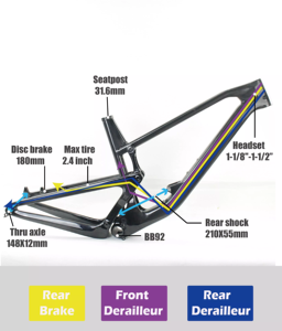 China Factory Toray T1000 Disc Brake Boost AM <strong>Framework</strong> Carbono Mtb 29 Full Downhill Mountainbike Full Suspension <strong>Frame</strong> - Product Image 6