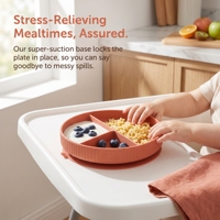 Assiette incassable pour bébé Assiette d'aspiration pour tout-petits Assiette divisée en silicone pour enfants