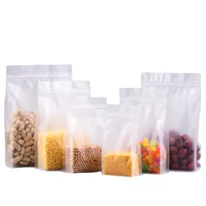 5 kg de farine sac de riz collation de noix sac de nourriture scellé transparent givré huit côtés scellés sacs en plastique à fond plat