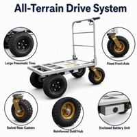 Chariot de transport électrique pliable robuste à quatre roues en métal - Conception compacte pliable, accessible aux ascenseurs, transport monopersonnel