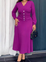 Robe longue décontractée d'été pour femme, col en V, coupe trapèze, froncée, élégante, pour le bureau