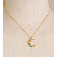 Collier pendentif en chaîne en zircon cubique en pierre naturelle exclusive JINYOU 4030, en acier inoxydable plaqué or, collier de perles, bijoux