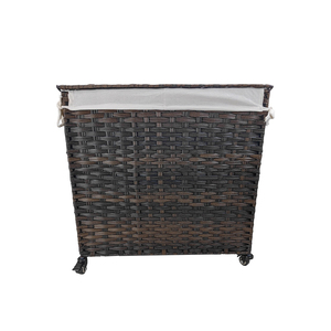 Jy tổng hợp mây quần áo giặt giỏ với nắp và xử lý có thể gập lại handwoven giặt Hamper - Product Image 5
