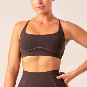Ropa Deportiva de Alta Calidad para Gimnasio y Yoga, Sujetador Deportivo de Algodón Orgánico con Espalda Cruzada y Costuras en Contraste, con Relleno para Mujer - Product Image 3