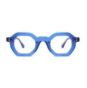 ZOWIN Model 33128 polygon acetate optical frame acetate eyeglasses custom logo frame ready stock glasses small size