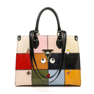 Borsa Tote in Stile Retrò, Trendy con Blocchi di Colore, Indossabile <span class=keywords><strong>a</strong></span> <span class=keywords><strong>Mano</strong></span> o <span class=keywords><strong>a</strong></span> Tracolla, Spaziosa Borsa per lo Shopping 2946 - Product Image 1