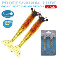 2 pièces/boîte Appât pour crevettes en fer, appât souple pour crevettes, 9,5 cm/6 g, 11,5 cm/10 g, appât en gros