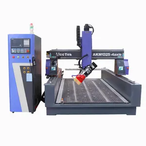 Offre Spéciale pas cher sculpture sur bois CNC routeur 4 axes 3D CNC 1325 routeur cylindre alésage et fraiseuse avec rotatif