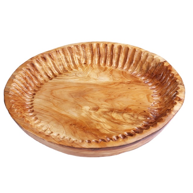 Hand-carved Bamboo root fruit platter with natural vintage wood grain
