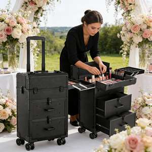 Valise de maquillage professionnelle en aluminium avec fermeture à cadenas, grande capacité, portable, pour les coiffeurs, utilisation en salon de beauté - Product Image 5