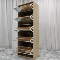 Phoenix Home Meuble de rangement à chaussures en bois extensible et moderne avec miroir pour la maison ou l'entrée Meubles de salon