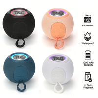 Enceinte Bluetooth TG337 sans fil avec lampe colorée, en tissu, USB, TF, Aux, Subwoofer, portable d'extérieur, mini enceinte avec lumière RGB