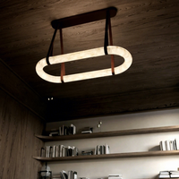 Luminaire suspendu circulaire en albâtre importé de Chine continentale, avec éclairage LED, garantie de 5 ans, pour villa, hôtel, grand format