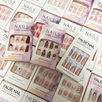24 Uñas Postizas Color Piel, Forma Stiletto Cuadrada, ABS Reutilizables, con Logotipo Personalizado para Uso Diario