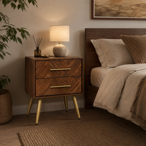 Wholesale Wooden <b>Bedside</b> <b>Table</b> 2 Drawer Nightstand Modern <b>Minimalist</b> OEM ODM Custom Supplier Direct Supply Bedroom Furniture - Product Image 3