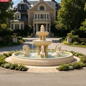 YOUFINE Statue de Sirène en Marbre Blanc Sculptée à la Main, Fontaine d'Eau à un Niveau pour Jardin, Villa, Décoration Paysagère - Product Image 2