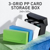 Boîte de rangement pour cartes à collectionner en tissu texturé PP à 3 compartiments, grande capacité (plus de 300 cartes), boîte de jeu de cartes à collectionner