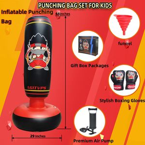 Saco de Boxeo Inflable para Niños, 66 Pulgadas, con Guantes, Bomba de Aire, Juguete de Entrenamiento con Rebote para Niños - Product Image 6