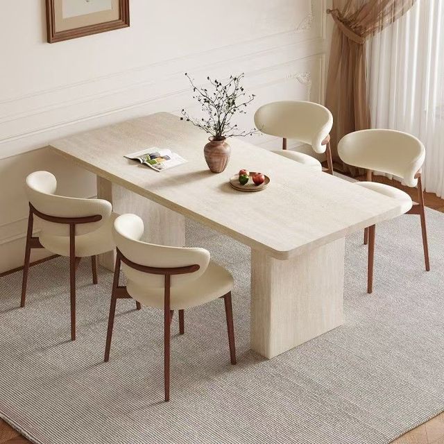 Creative Design Dining Room Rectangle Dining Table With Storage Hotel Villa Accent Dining Table Furniture