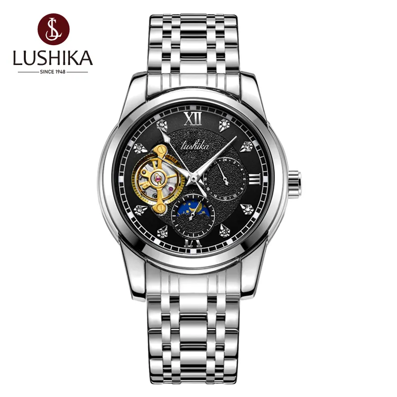 LUSHIKA Brand Watch Men's Classic Business Multifunctional Calendar Men Watch Waterproof Automatic Mechanical Watch