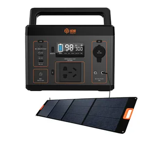 220V 300W Charge de secours Camping extérieur Lifepo4 batterie système d'énergie alimentation Portable générateur solaire panneau ensembles centrale électrique