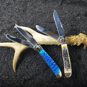 Camping <b>Knife</b> Twin-blade Customizable OEM Grade DIY Pocket <b>Knife</b> Razor-Sharp Stainless Steel Blade 3.0mm Thickness Steel <b>Handle</b> - Product Image 6