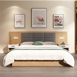 Modern Bedroom Furniture Set Customize <b>Queen</b> King <b>Size</b> Wooden Panel <b>Bed</b> Frame with Tufted Headboard Nightstands Apartment Use - Product Image 5