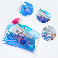 Dompet uang koin Bening, 2 buah ukuran berbeda holografik Portabel Laser fantasi tas kartu penyimpanan untuk remaja perempuan