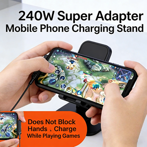 Câble de données 2-en-1 240W 5A à charge rapide en cuivre pur et silicone avec support de téléphone, coudé à 90° et rotation à 360° multi-angles, Type-C vers Type-C - Product Image 3