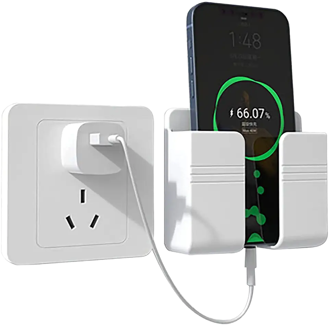 Multipurpose Wall-Mounted Phone Holder with & Remote Control Stand Bed Side Shelf for Home Use